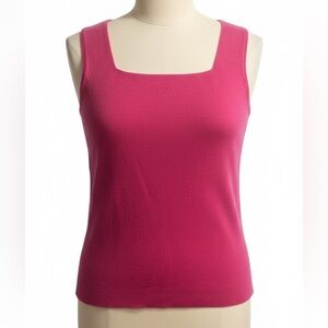 Vtg G KNITWEAR Barbie Pink Square Neck Sleeveless Sweater Vest Womens Size Small